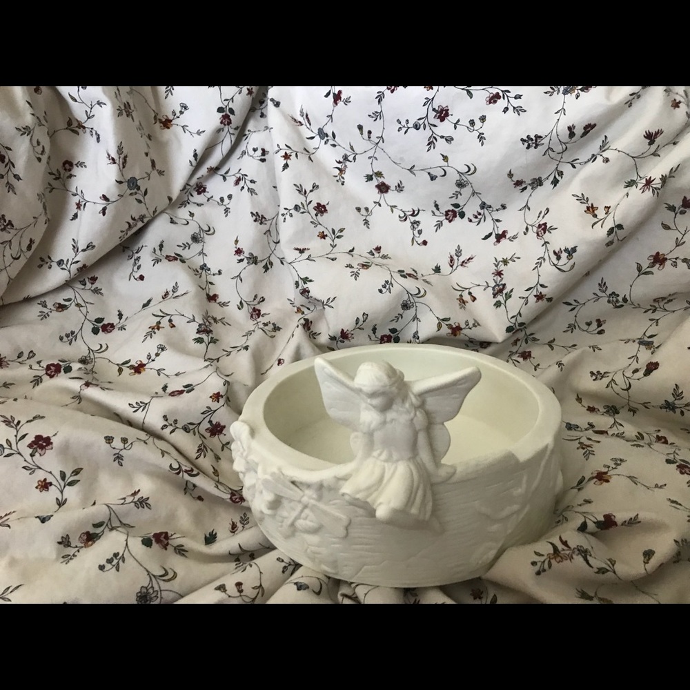 White large candle holder. Beautiful angel